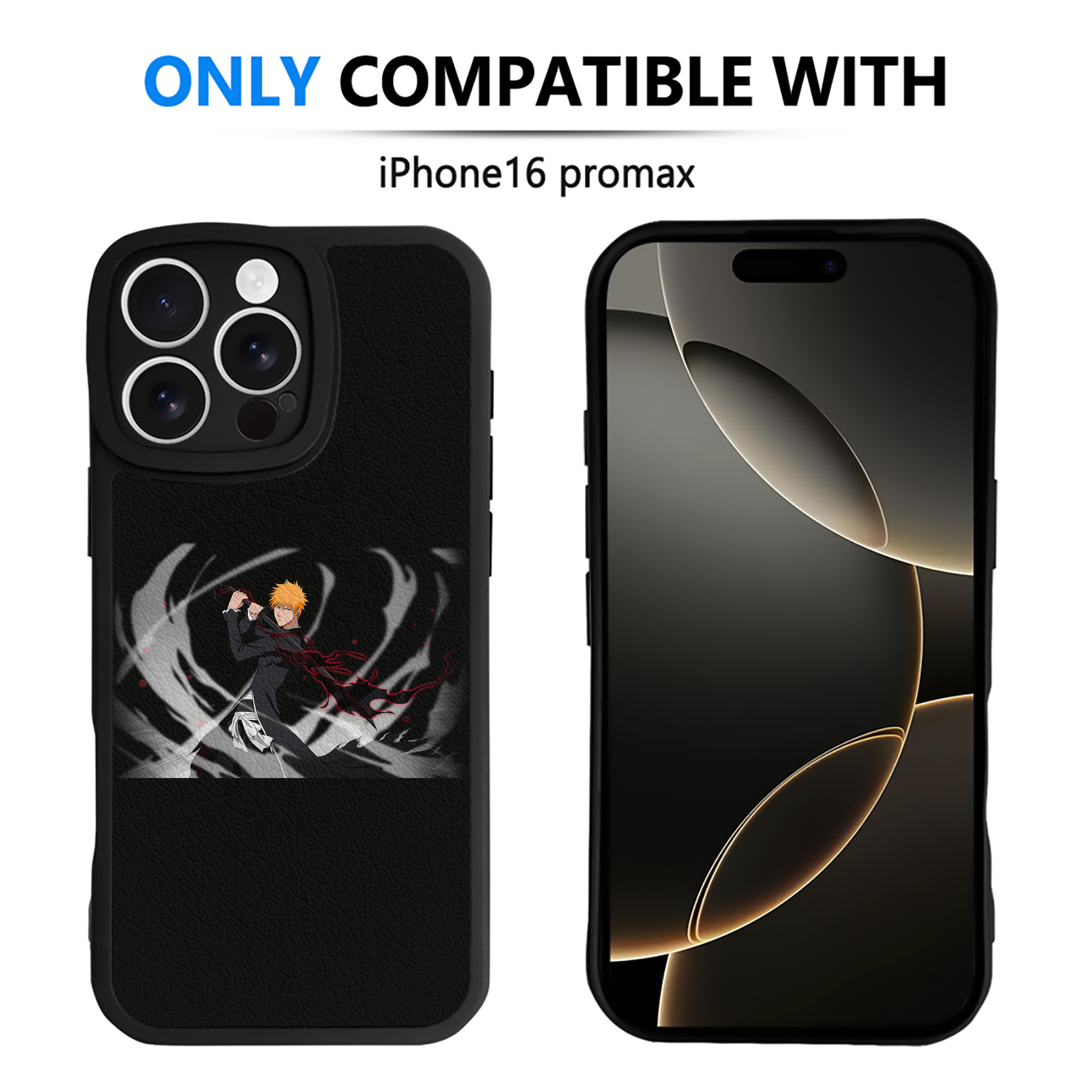 ブリーチ 黒崎一護（くろさき いちご）BLEACH Kurosaki Ichigo 【iPhone 16シリーズ対応】シリコンスマホケース（レザー調） 材質：シリコン